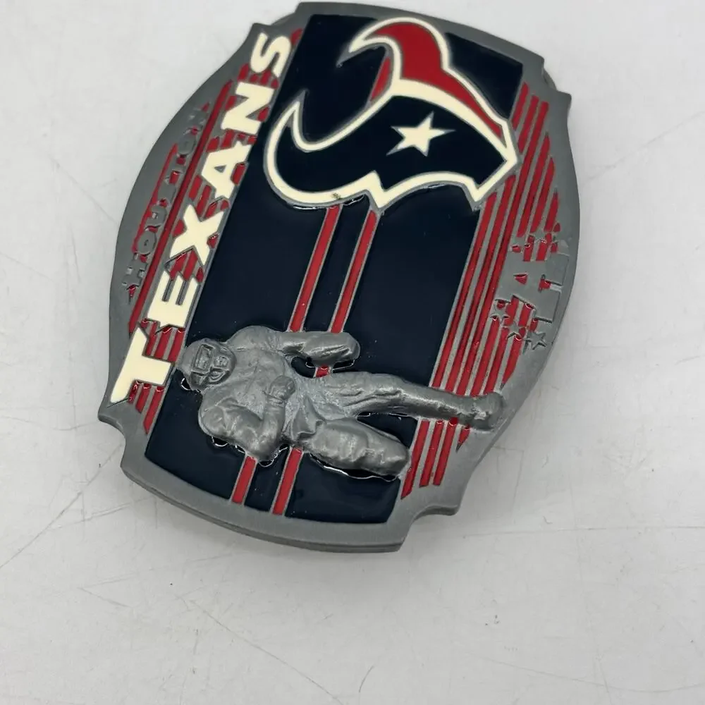 Houston Texans Belt Buckle Pewter Enamel 2008 Football Red White Blue